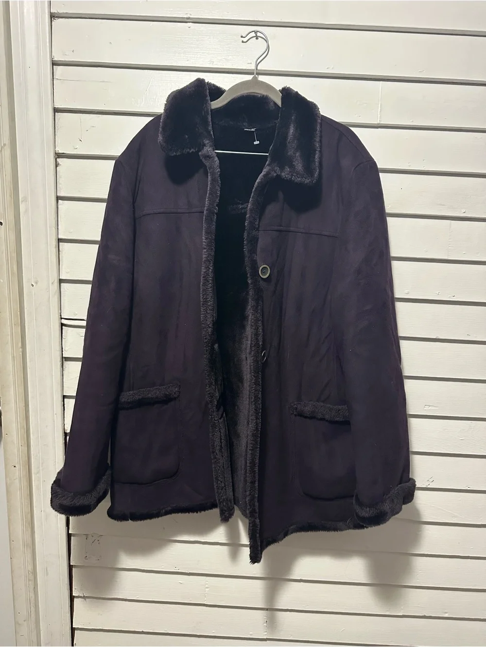 Women’s faux fur suede winter jacket L purple